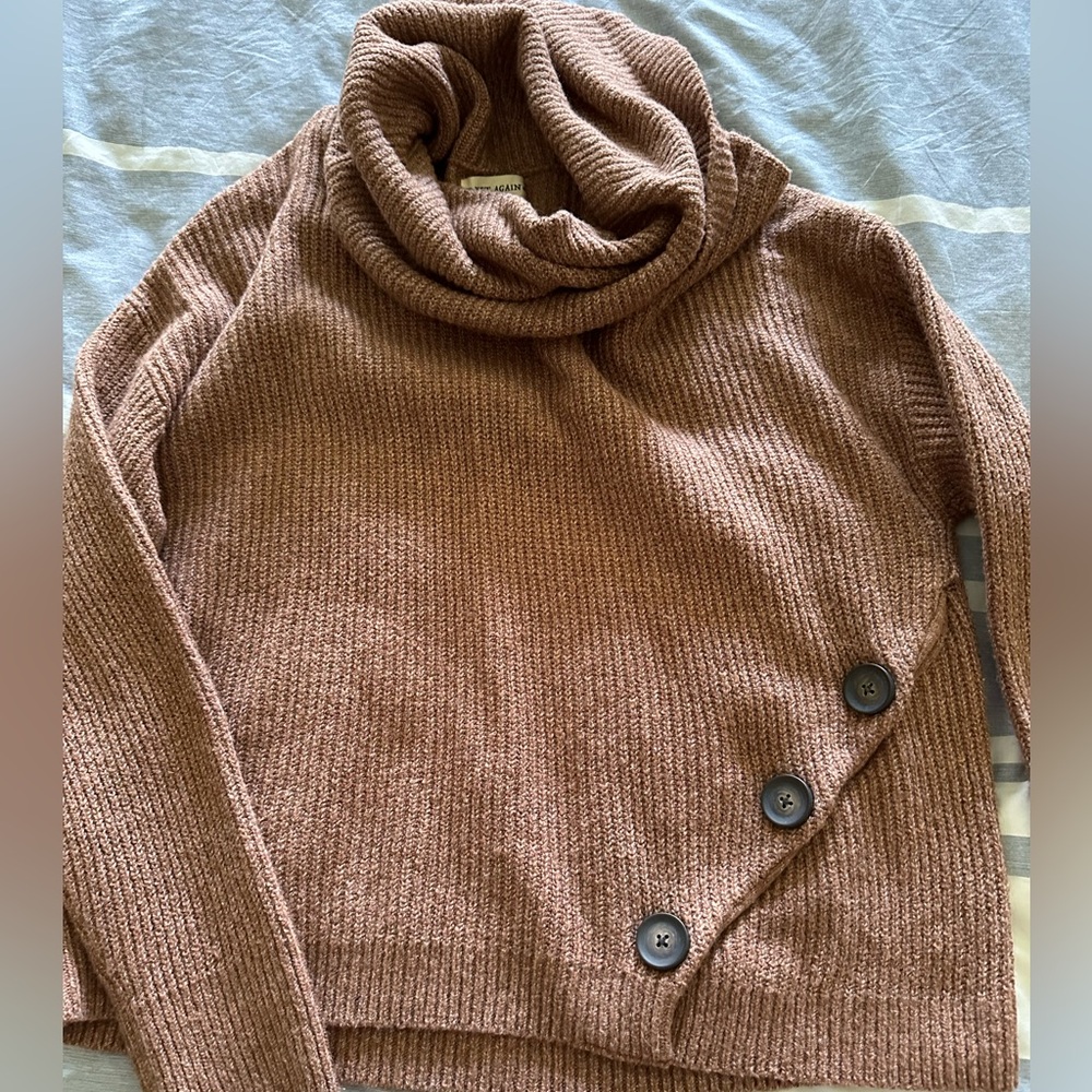 Cowl neck sweater with button detail